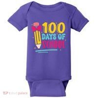 100 Days Of School Cute Education Baby Bodysuit thumb 0