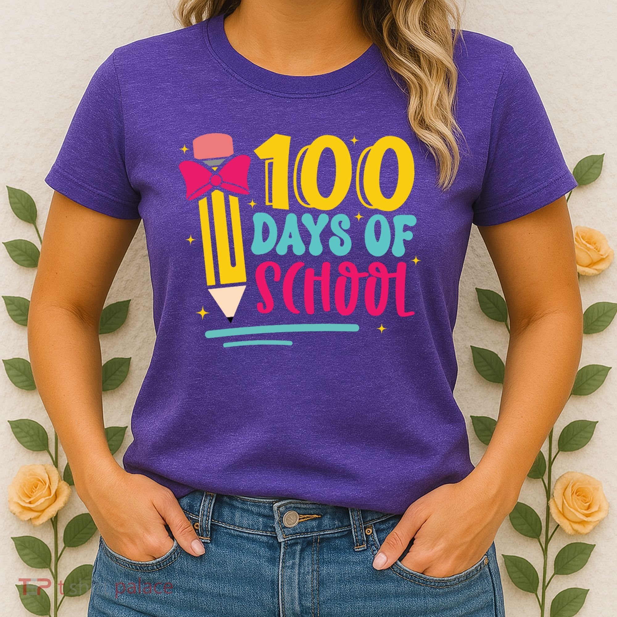 100 Days Of School Cute Education Women's T-Shirt