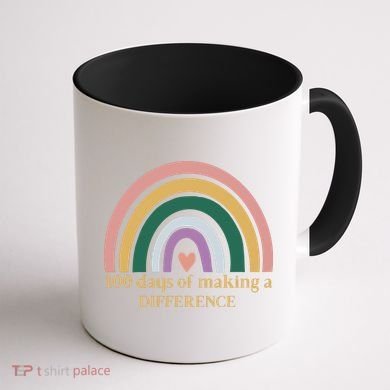 100 Days Of Making A Difference School Rainbow Coffee Mug back