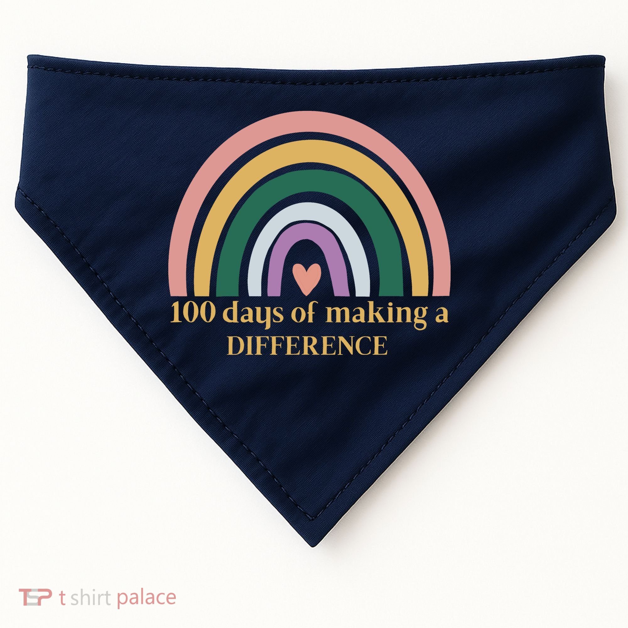 100 Days Of Making A Difference School Rainbow USA-Made Doggie Bandana
