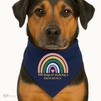 100 Days Of Making A Difference School Rainbow USA-Made Doggie Bandana thumb 1
