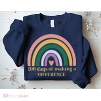 100 Days Of Making A Difference School Rainbow Sweatshirt thumb 2