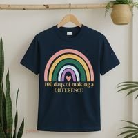 100 Days Of Making A Difference School Rainbow T-Shirt thumb 2