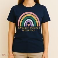 100 Days Of Making A Difference School Rainbow T-Shirt thumb 4