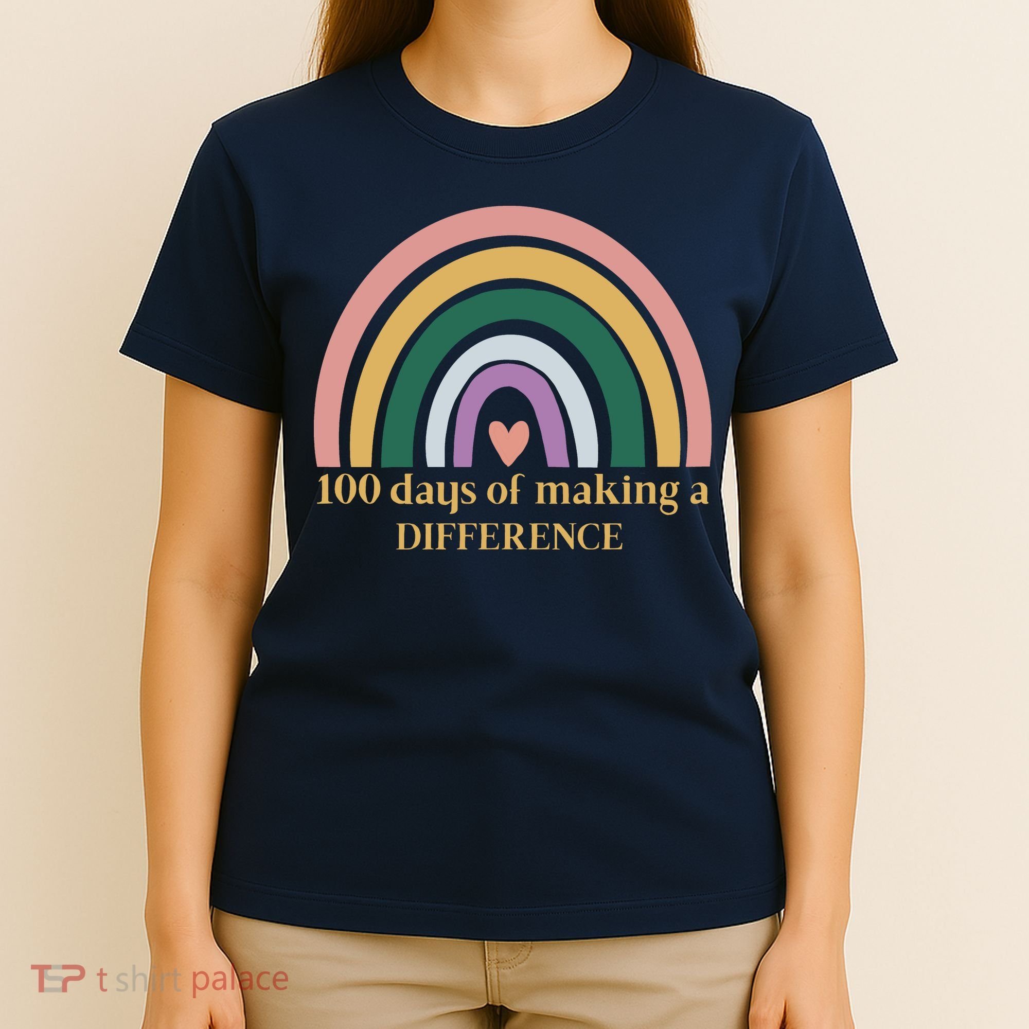 100 Days Of Making A Difference School Rainbow T-Shirt