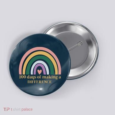 100 Days Of Making A Difference School Rainbow Button