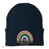 100 Days Of Making A Difference School Rainbow Beanie thumb 0
