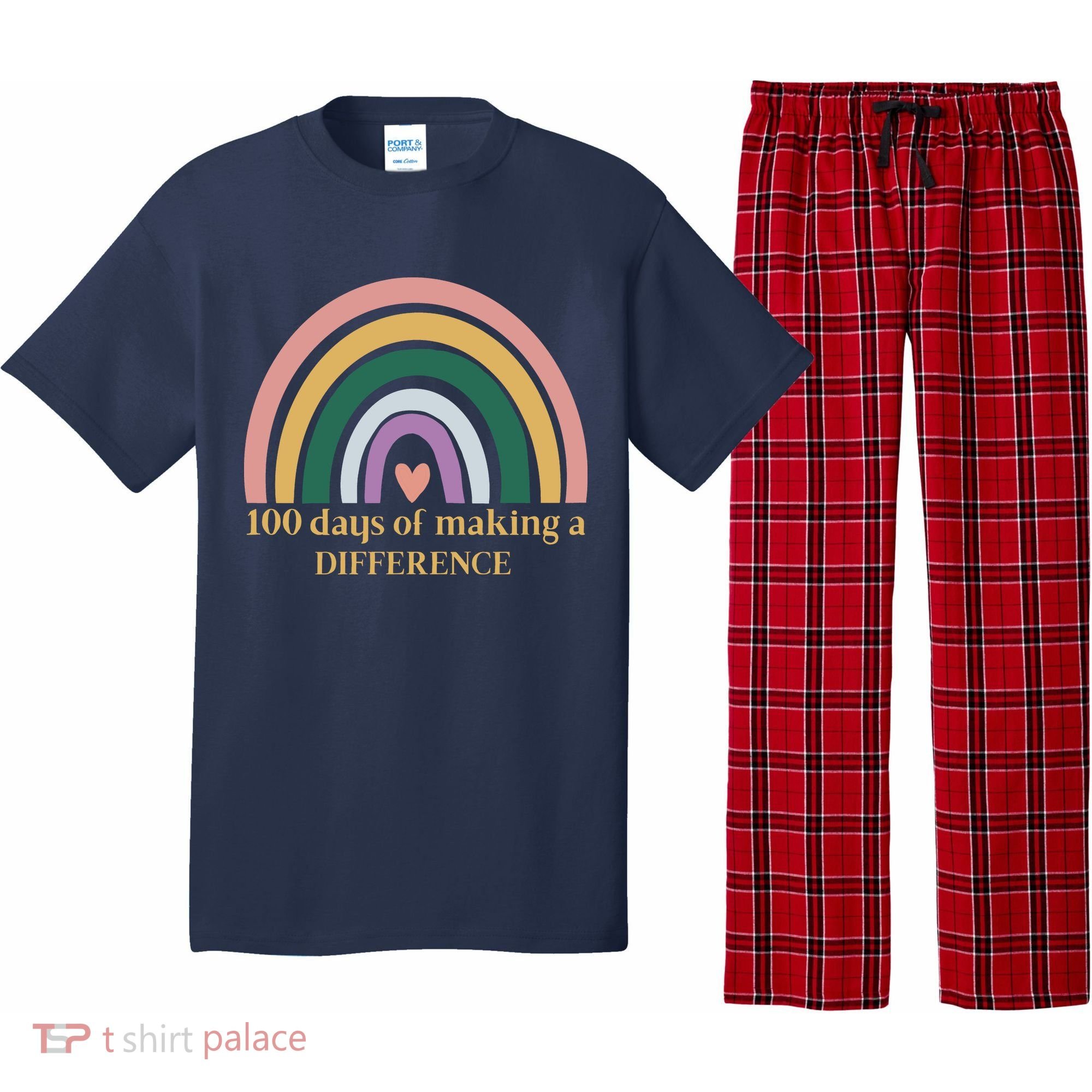 100 Days Of Making A Difference School Rainbow Pajama Set