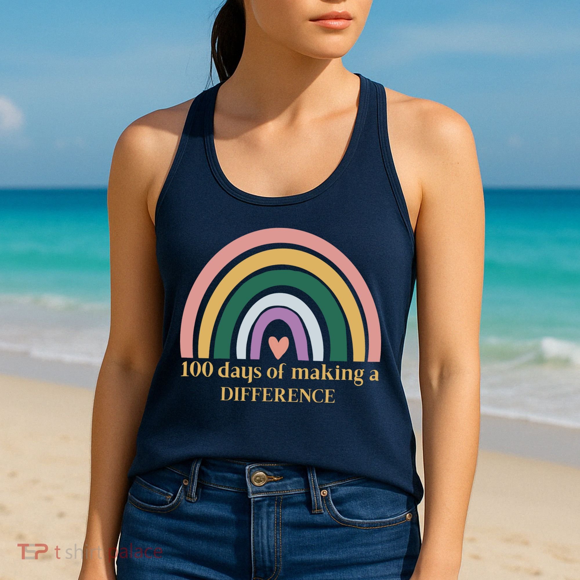 100 Days Of Making A Difference School Rainbow Women's Tank Top