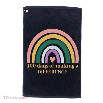 100 Days Of Making A Difference School Rainbow Golf Towel