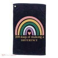 100 Days Of Making A Difference School Rainbow Golf Towel thumb 0