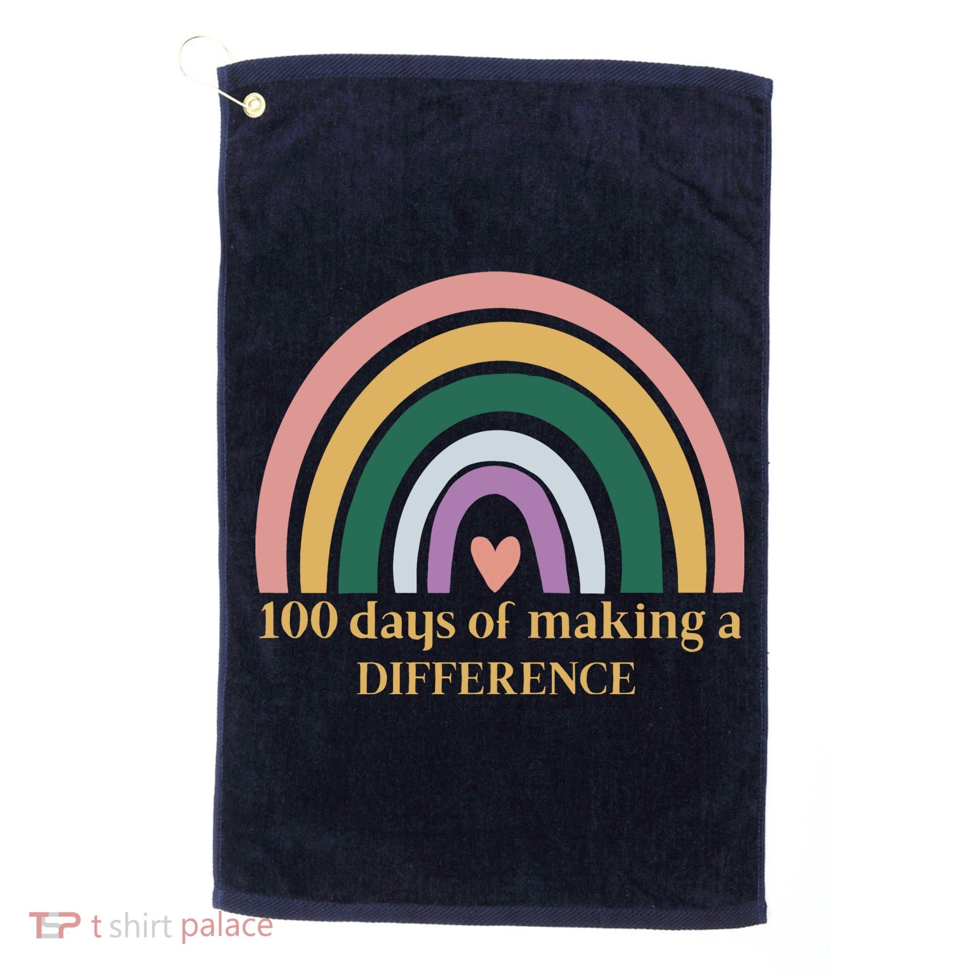 100 Days Of Making A Difference School Rainbow Golf Towel