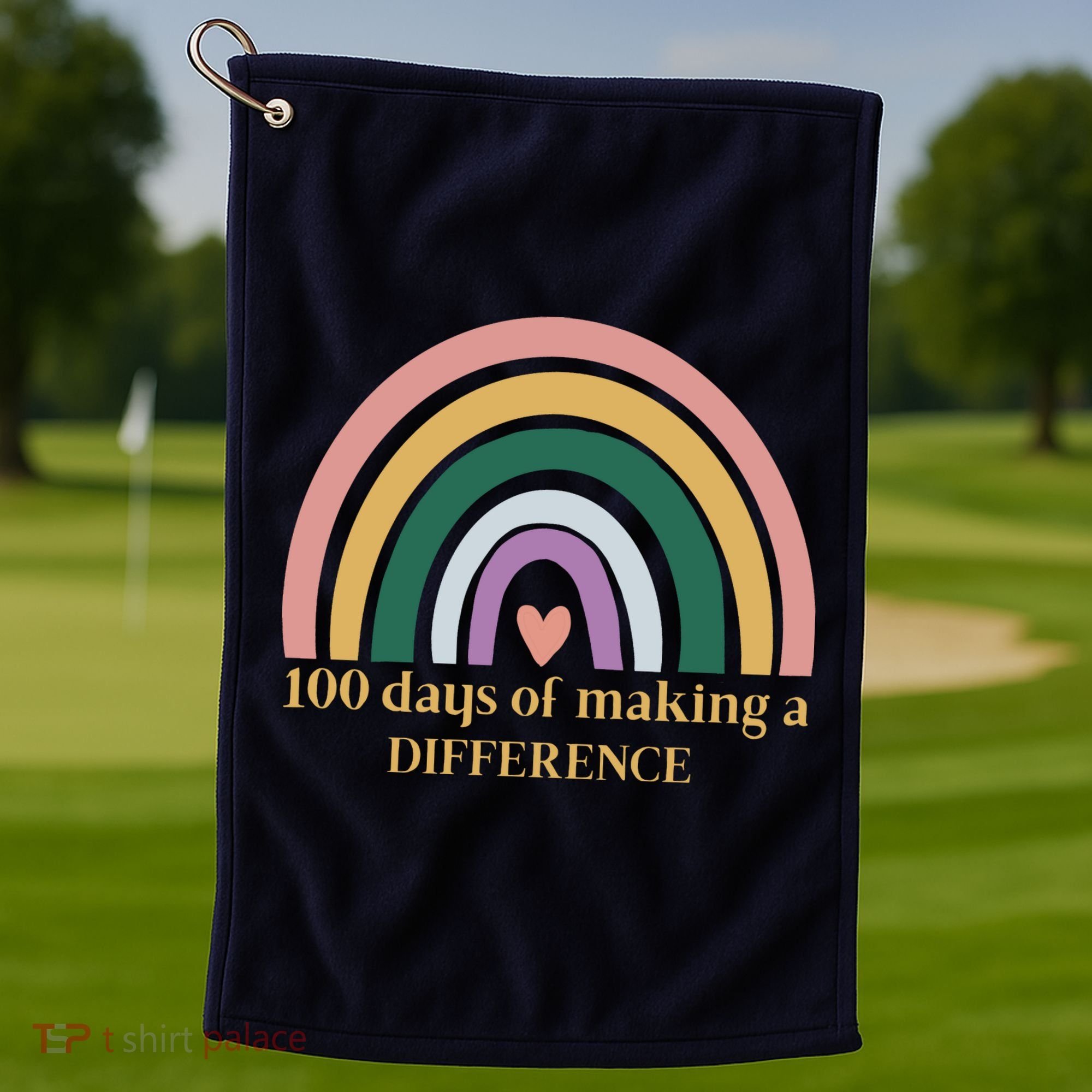 100 Days Of Making A Difference School Rainbow Golf Towel