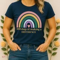 100 Days Of Making A Difference School Rainbow Women's T-Shirt thumb 2