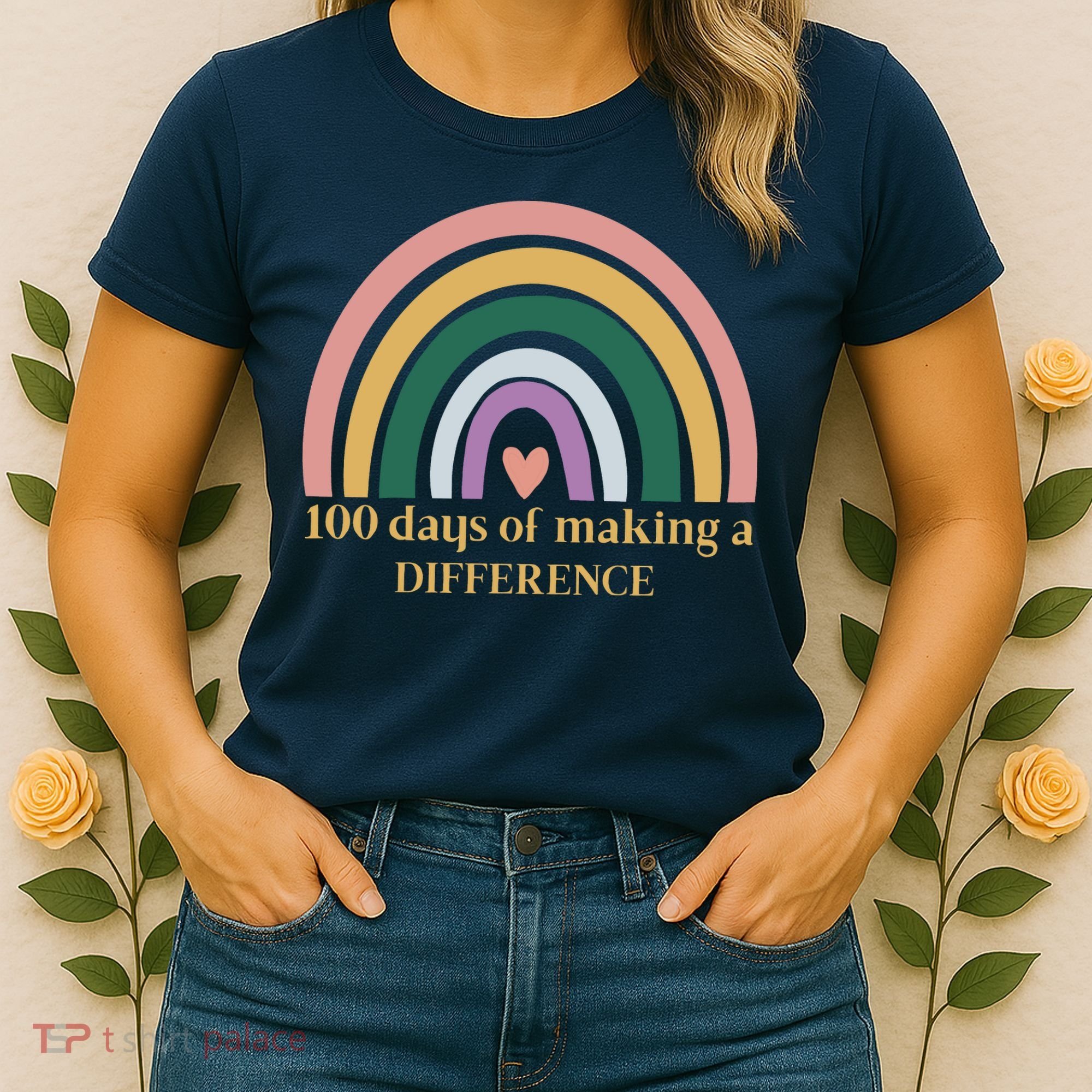 100 Days Of Making A Difference School Rainbow Women's T-Shirt