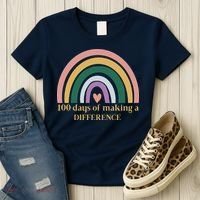 100 Days Of Making A Difference School Rainbow Women's T-Shirt thumb 3