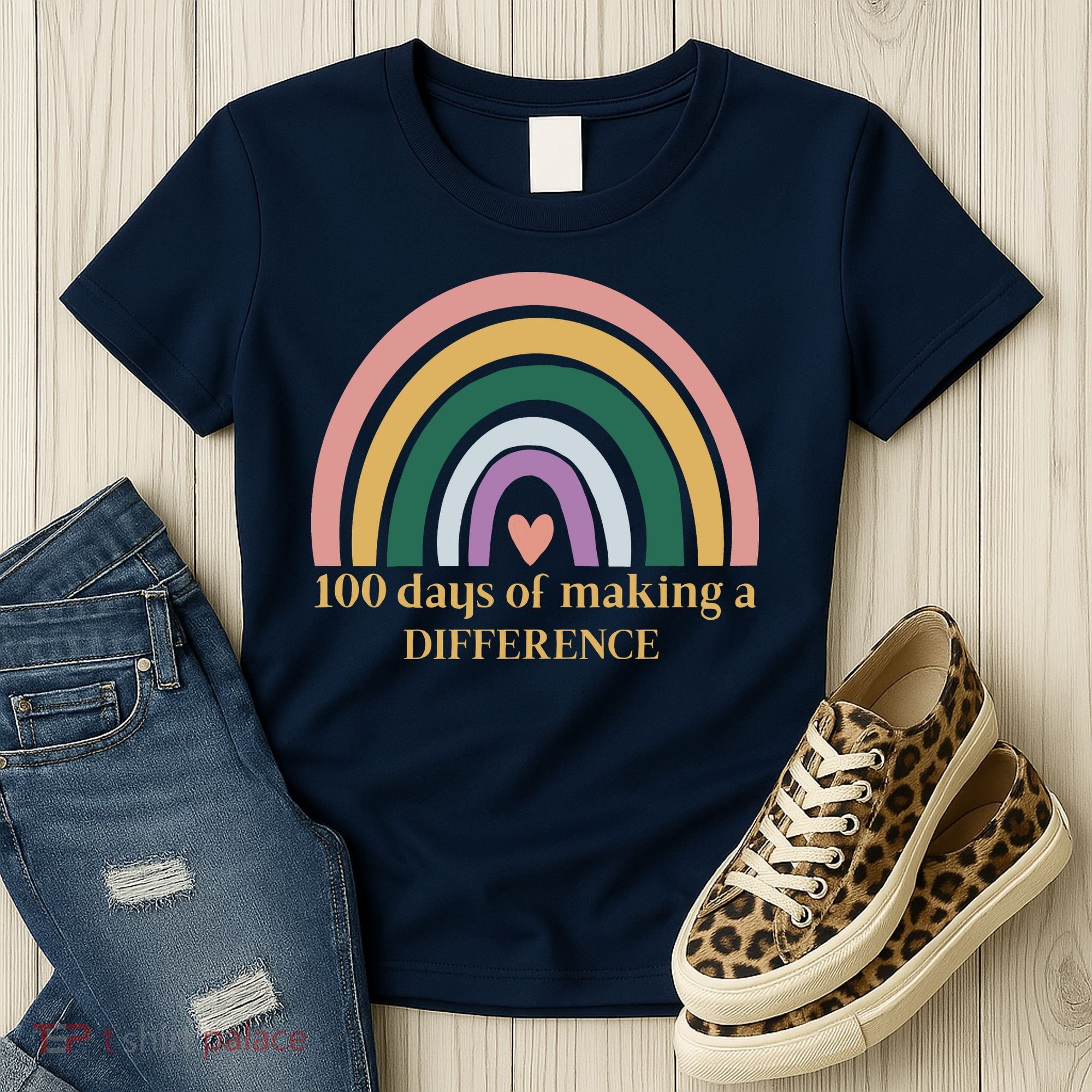 100 Days Of Making A Difference School Rainbow Women's T-Shirt