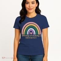 100 Days Of Making A Difference School Rainbow Women's T-Shirt thumb 4
