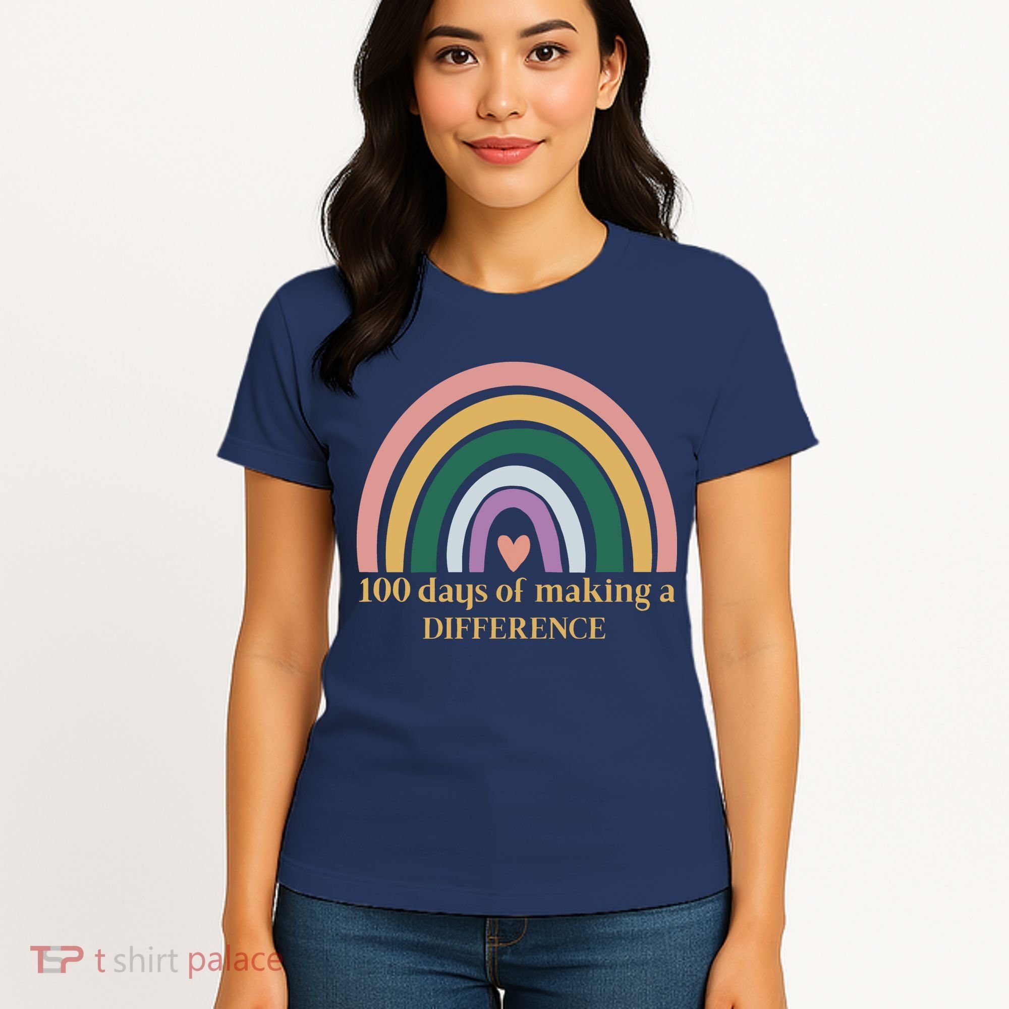100 Days Of Making A Difference School Rainbow Women's T-Shirt