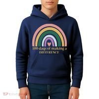 100 Days Of Making A Difference School Rainbow Kids Hoodie thumb 4
