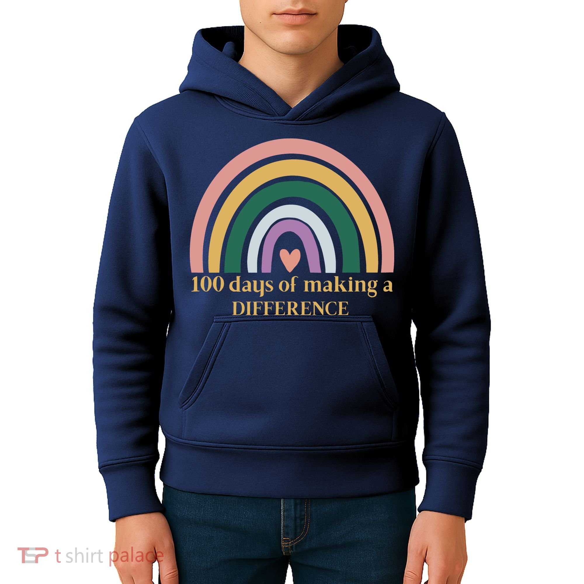 100 Days Of Making A Difference School Rainbow Kids Hoodie