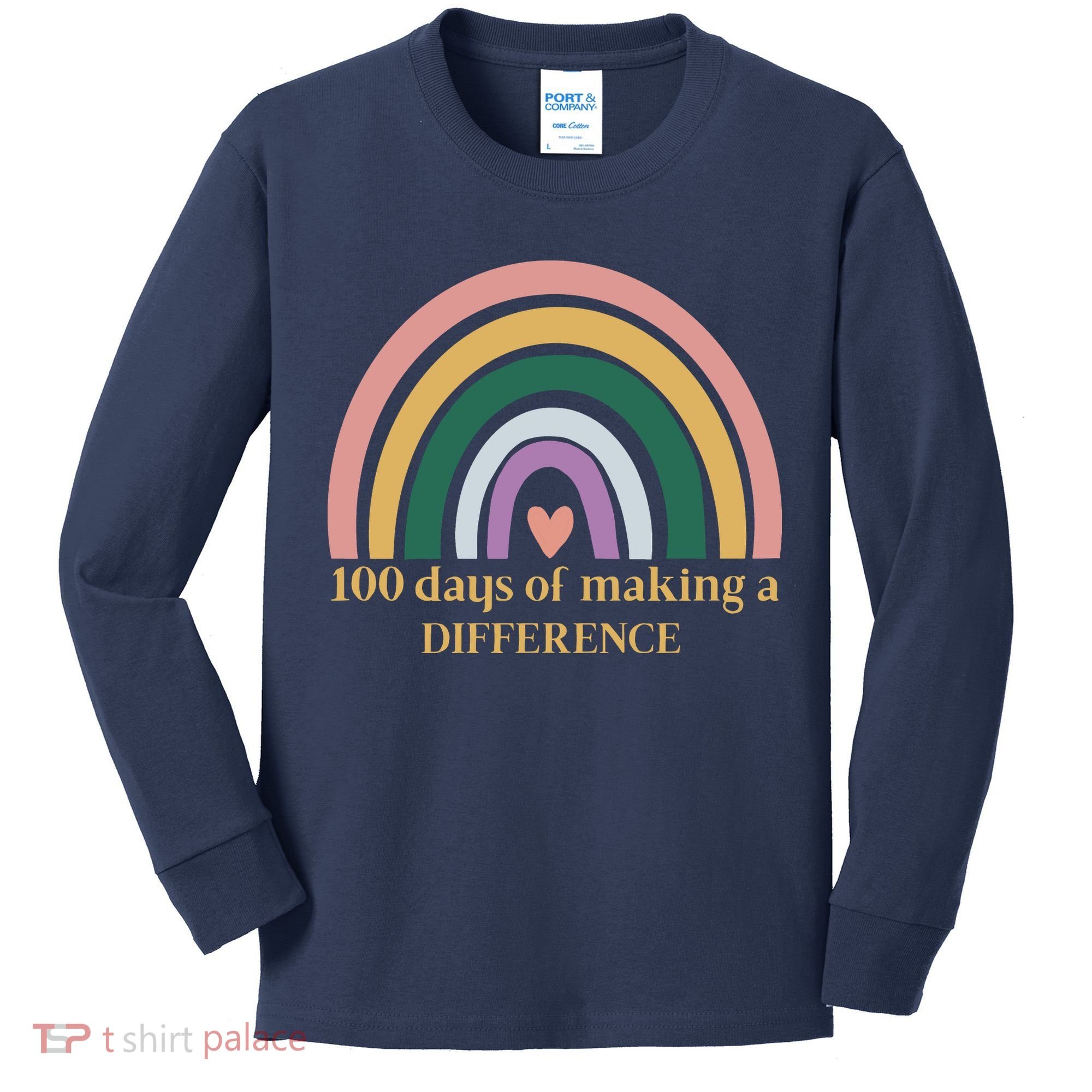 100 Days Of Making A Difference School Rainbow Kids Long Sleeve Shirt