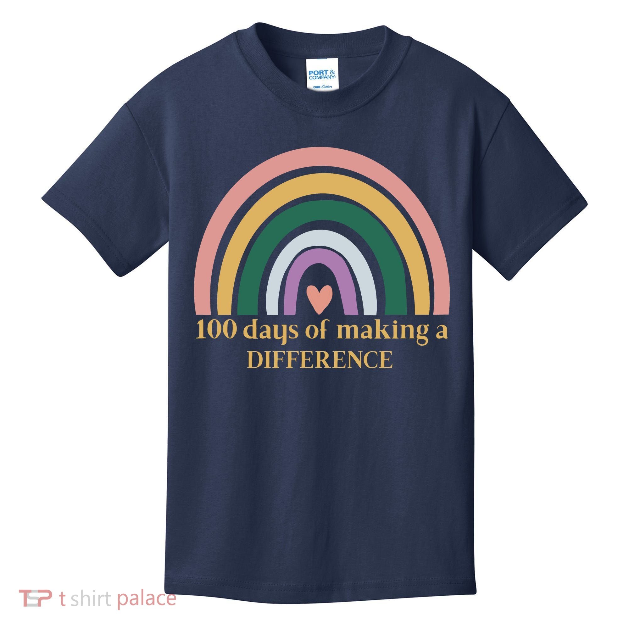 100 Days Of Making A Difference School Rainbow Kids T-Shirt