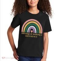 100 Days Of Making A Difference School Rainbow Kids T-Shirt thumb 2
