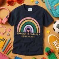 100 Days Of Making A Difference School Rainbow Kids T-Shirt thumb 3