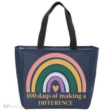 100 Days Of Making A Difference School Rainbow Tote Bag