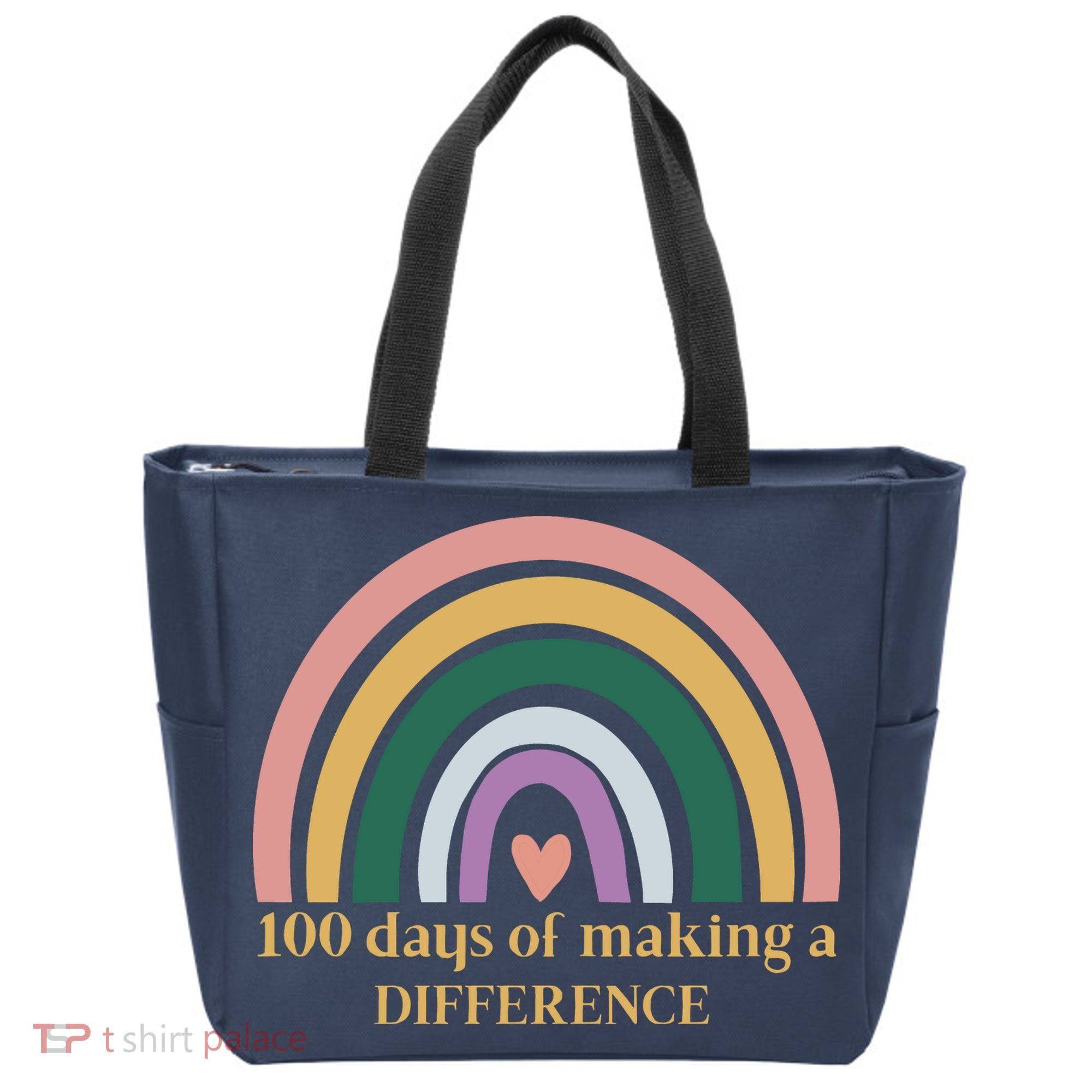 100 Days Of Making A Difference School Rainbow Tote Bag