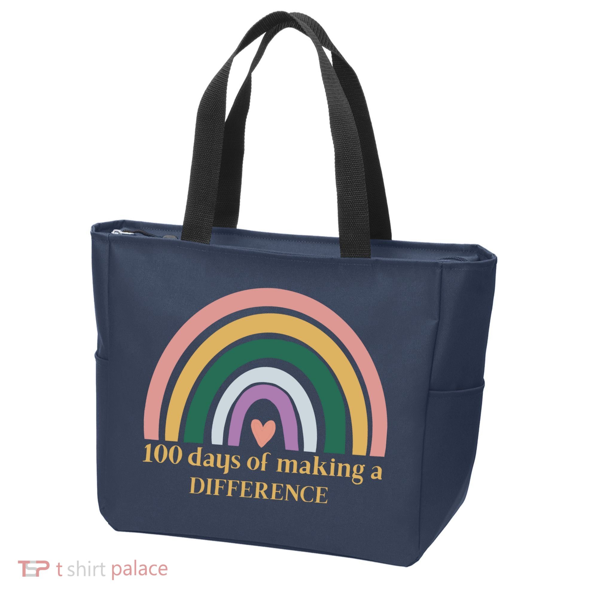 100 Days Of Making A Difference School Rainbow Tote Bag