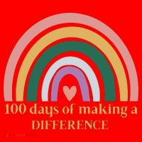100 Days Of Making A Difference School Rainbow Santa Hat thumb 1