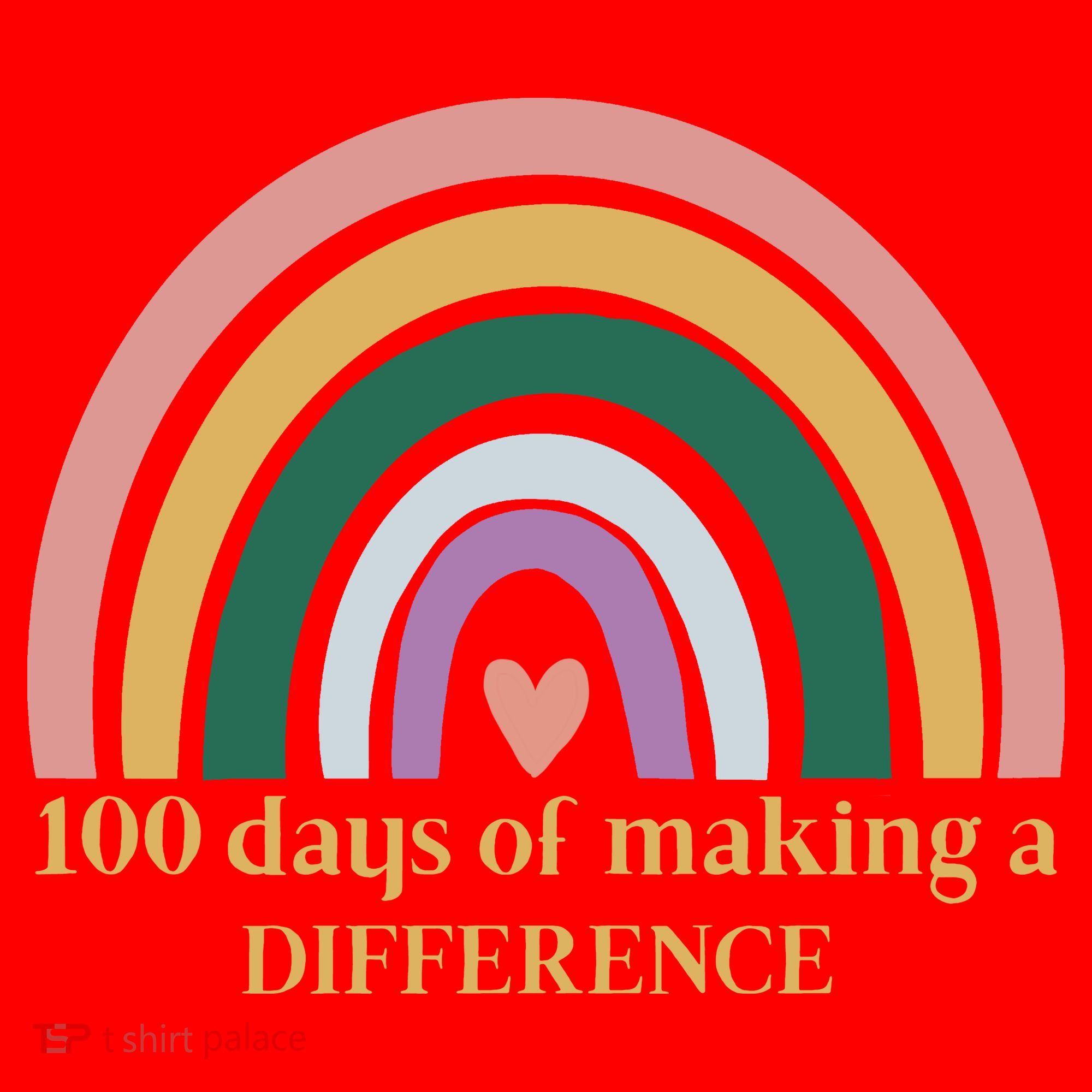 100 Days Of Making A Difference School Rainbow Santa Hat