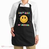 100th Day Of School Vibes Funny Smile Face 100 Days School Apron thumb 2