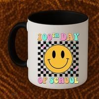 100th Day Of School Vibes Funny Smile Face 100 Days School Coffee Mug thumb 2
