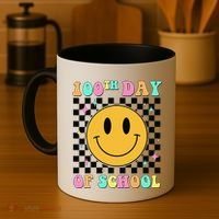 100th Day Of School Vibes Funny Smile Face 100 Days School Coffee Mug thumb 4