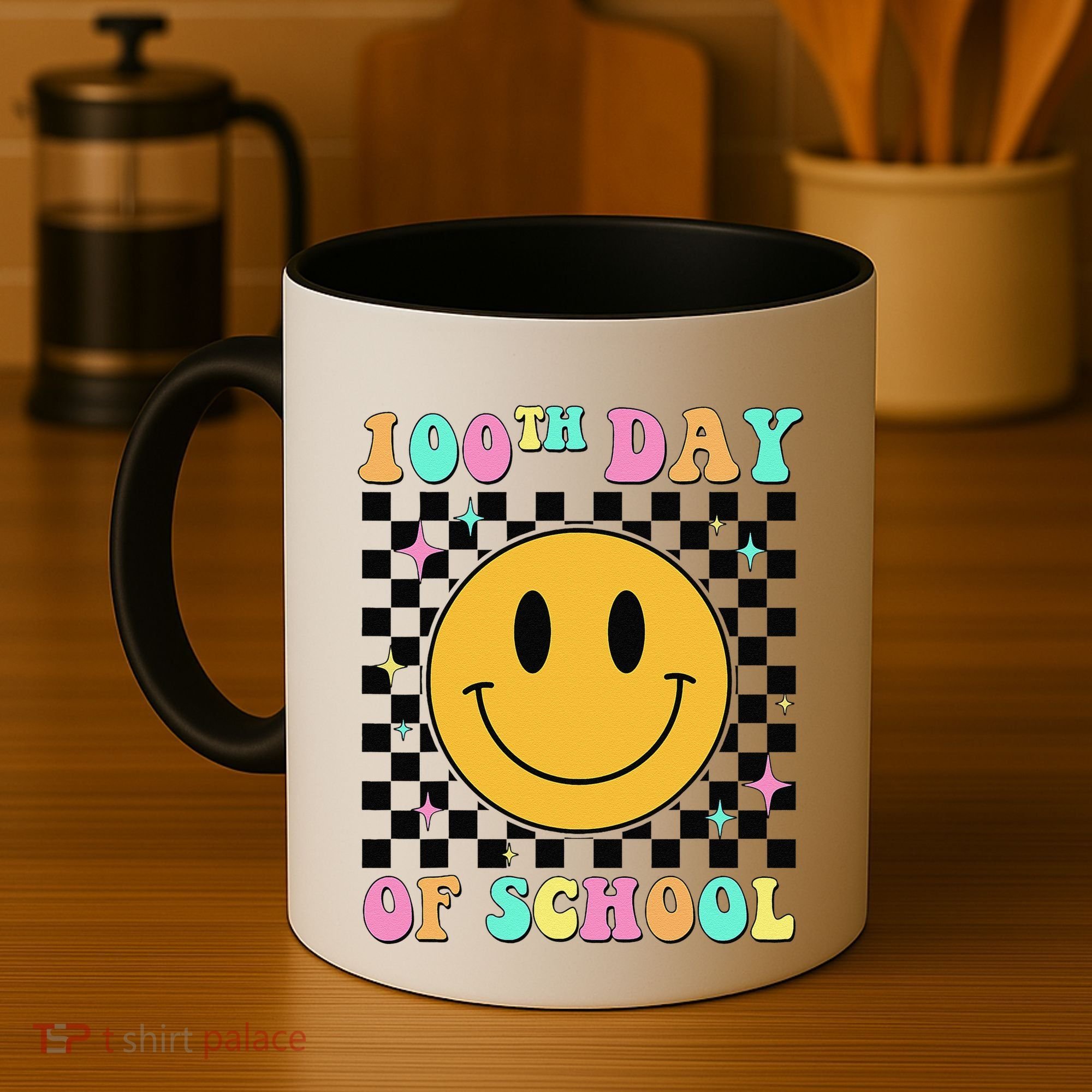 100th Day Of School Vibes Funny Smile Face 100 Days School Coffee Mug
