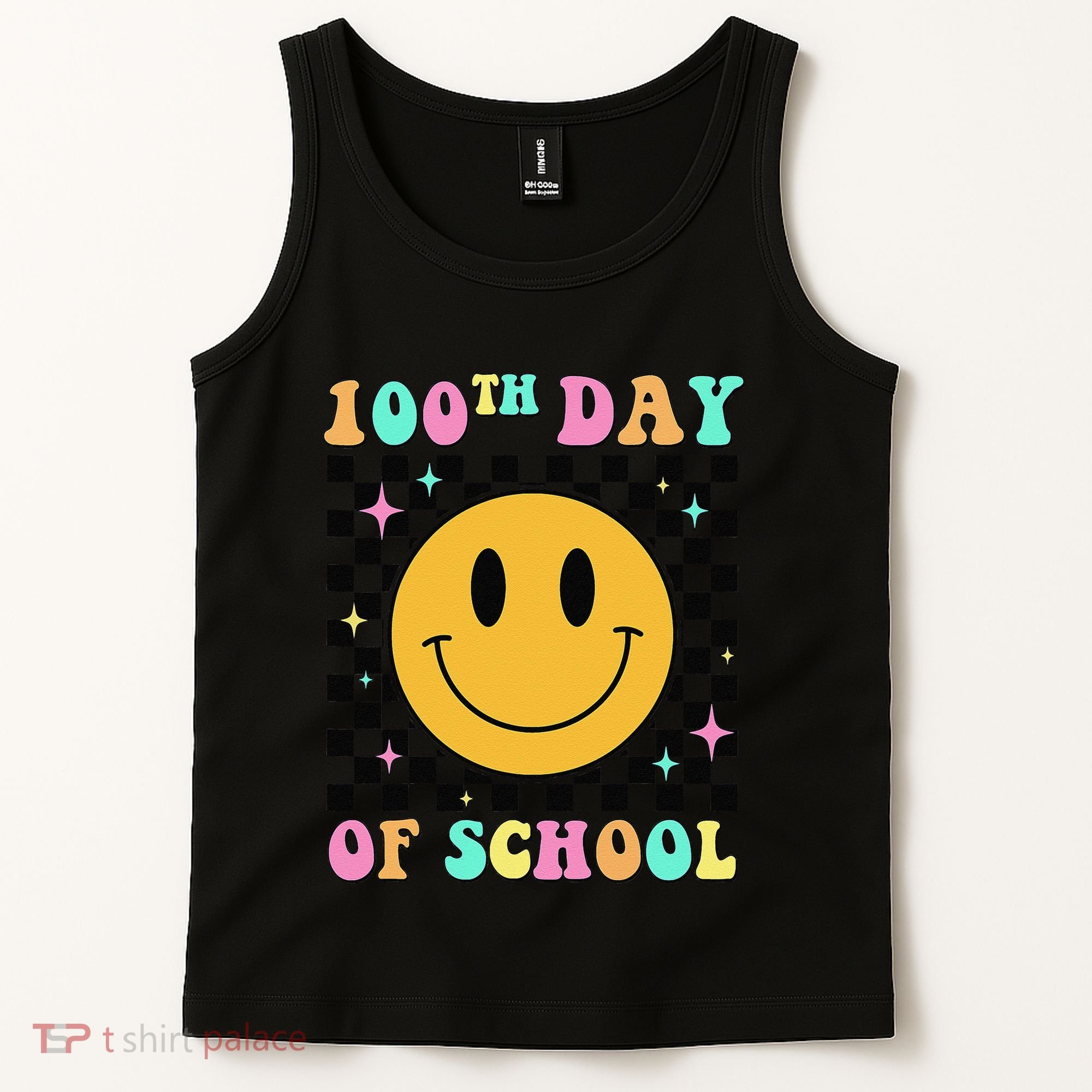 100th Day Of School Vibes Funny Smile Face 100 Days School Tank Top