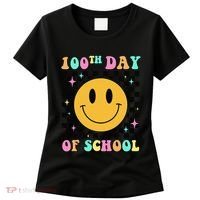 100th Day Of School Vibes Funny Smile Face 100 Days School Women's T-Shirt thumb 0