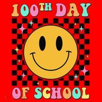 100th Day Of School Vibes Funny Smile Face 100 Days School Santa Hat thumb 1