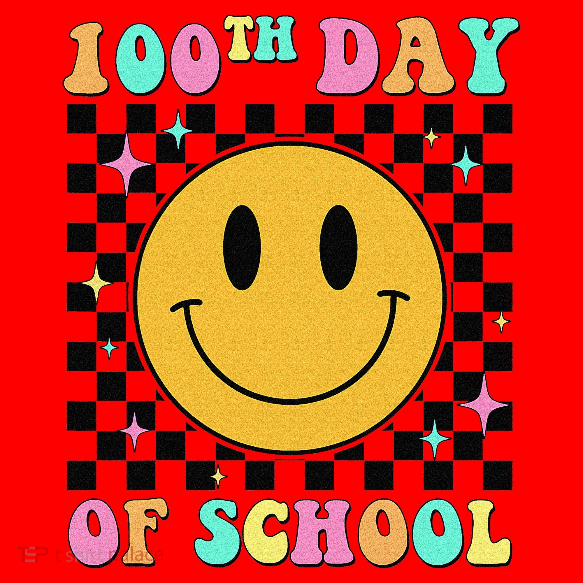 100th Day Of School Vibes Funny Smile Face 100 Days School Santa Hat