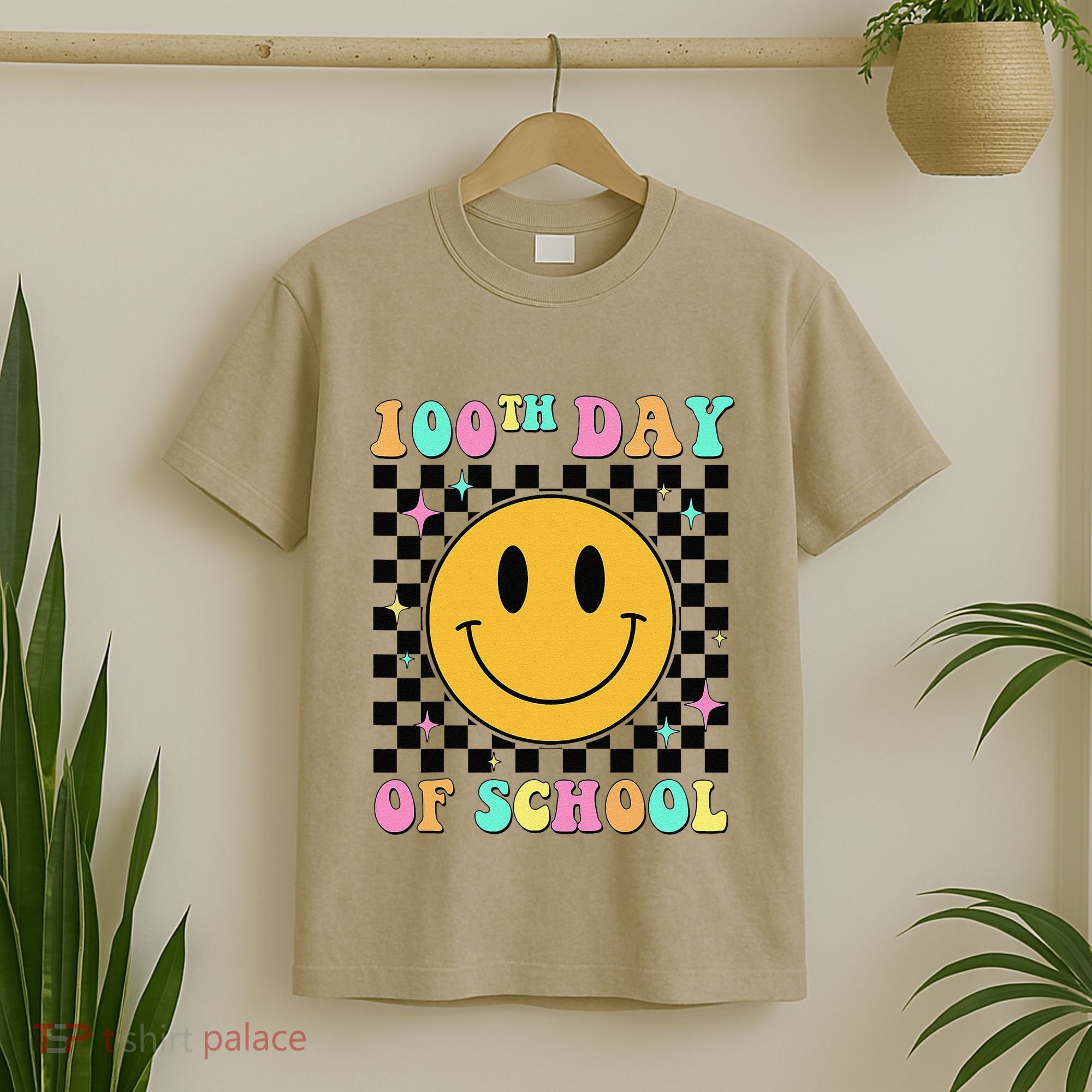 100th Day Of School Vibes Funny Smile Face 100 Days School T-Shirt