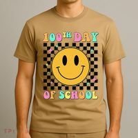 100th Day Of School Vibes Funny Smile Face 100 Days School T-Shirt thumb 3