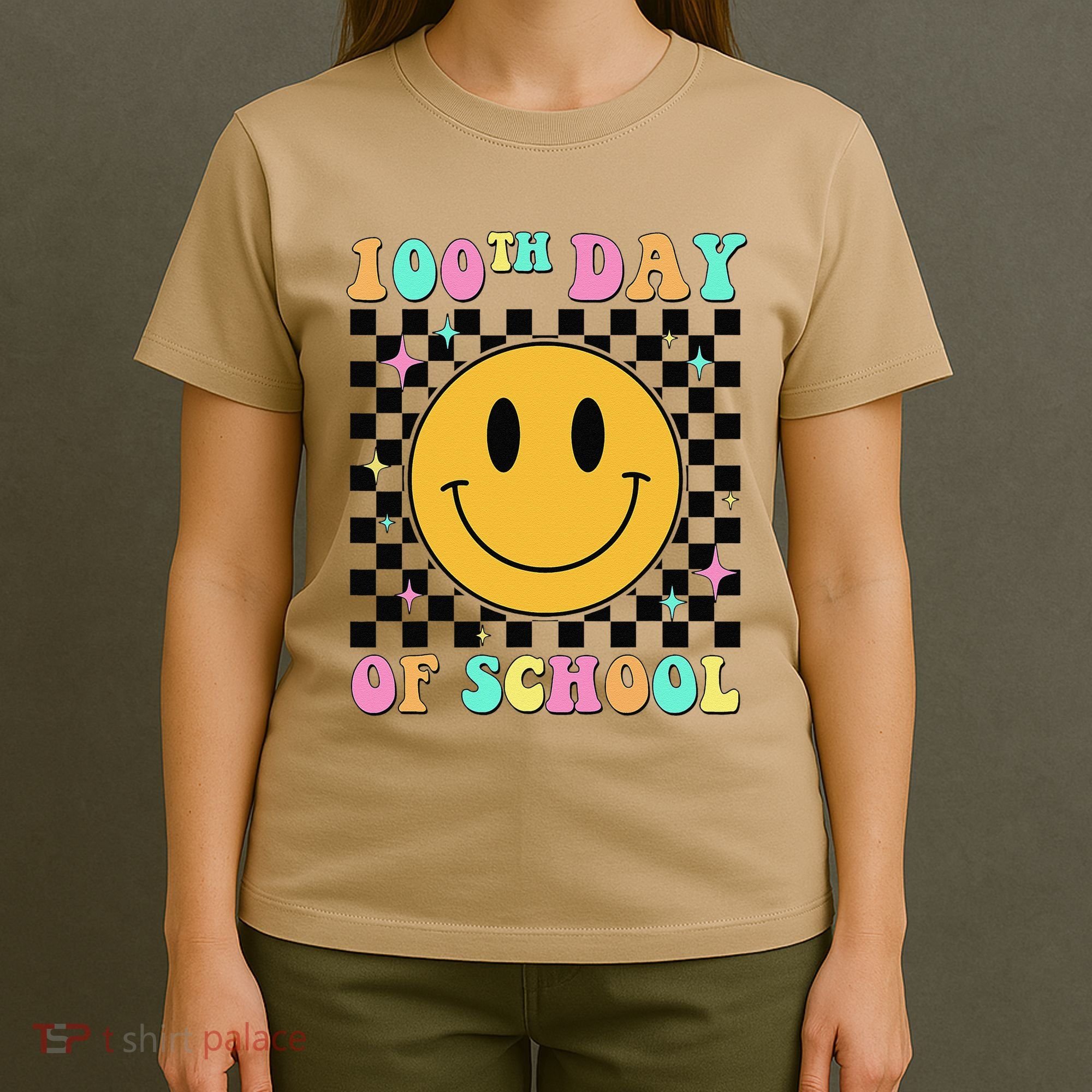 100th Day Of School Vibes Funny Smile Face 100 Days School T-Shirt