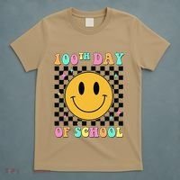 100th Day Of School Vibes Funny Smile Face 100 Days School T-Shirt thumb 5