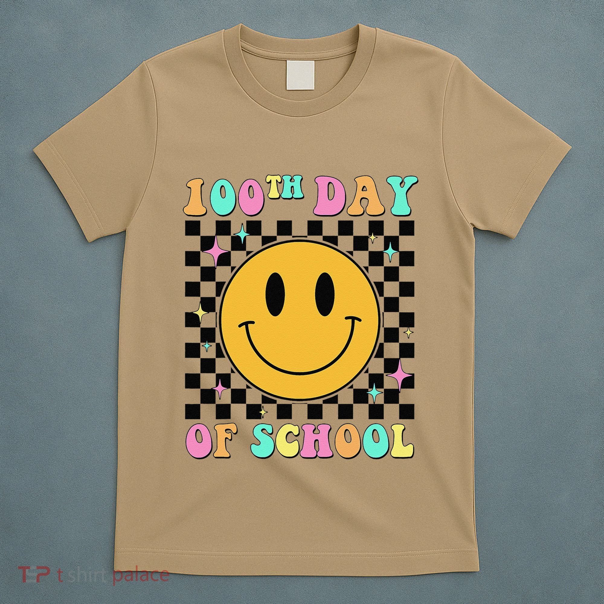 100th Day Of School Vibes Funny Smile Face 100 Days School T-Shirt