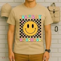 100th Day Of School Vibes Funny Smile Face 100 Days School T-Shirt thumb 6