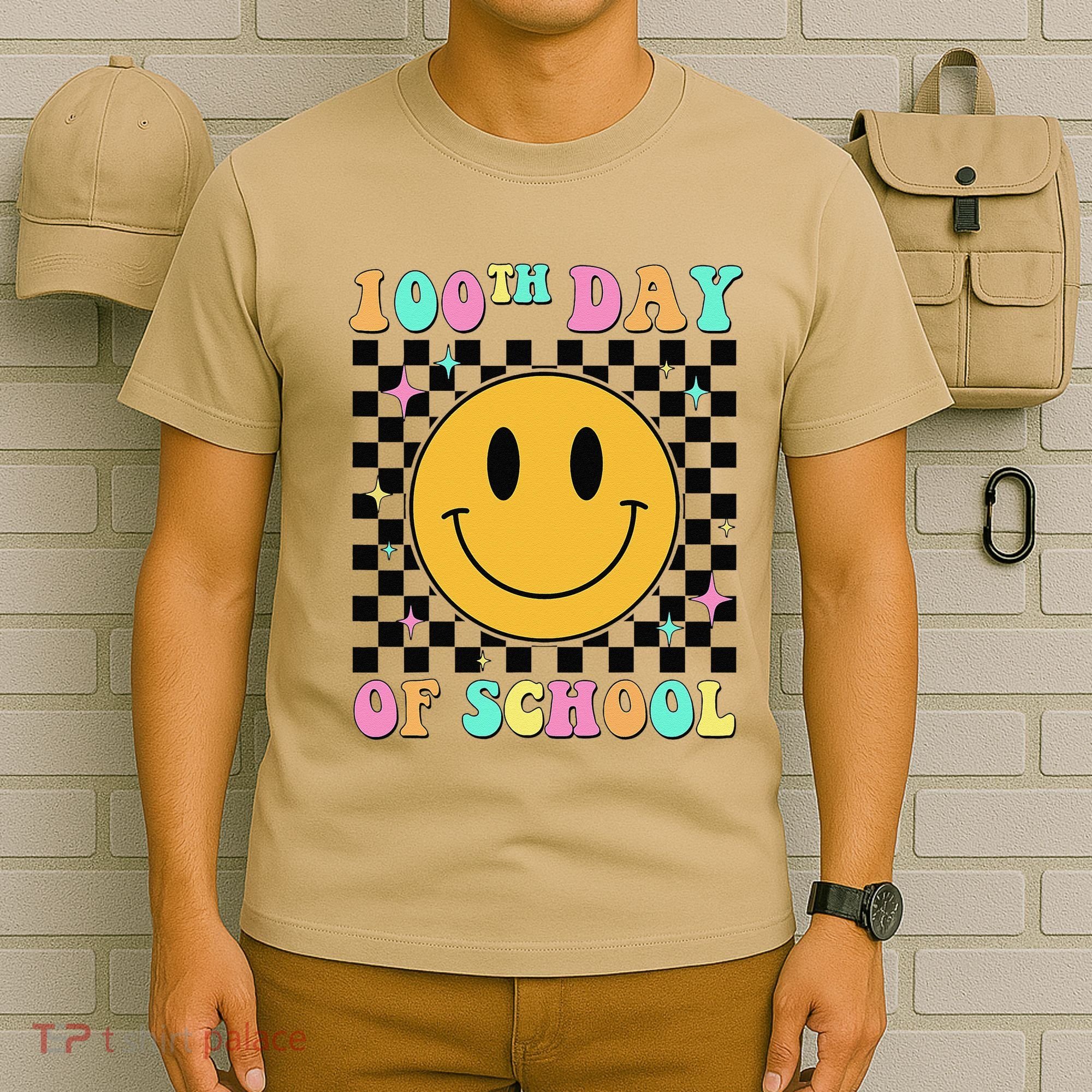 100th Day Of School Vibes Funny Smile Face 100 Days School T-Shirt