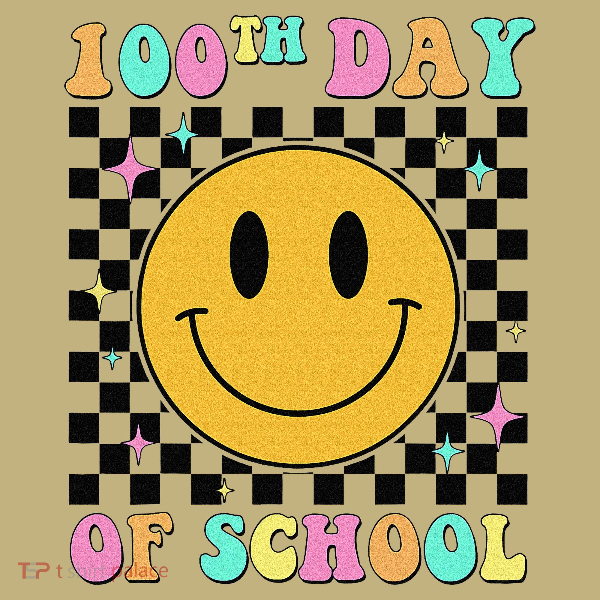 100th Day Of School Vibes Funny Smile Face 100 Days School T-Shirt
